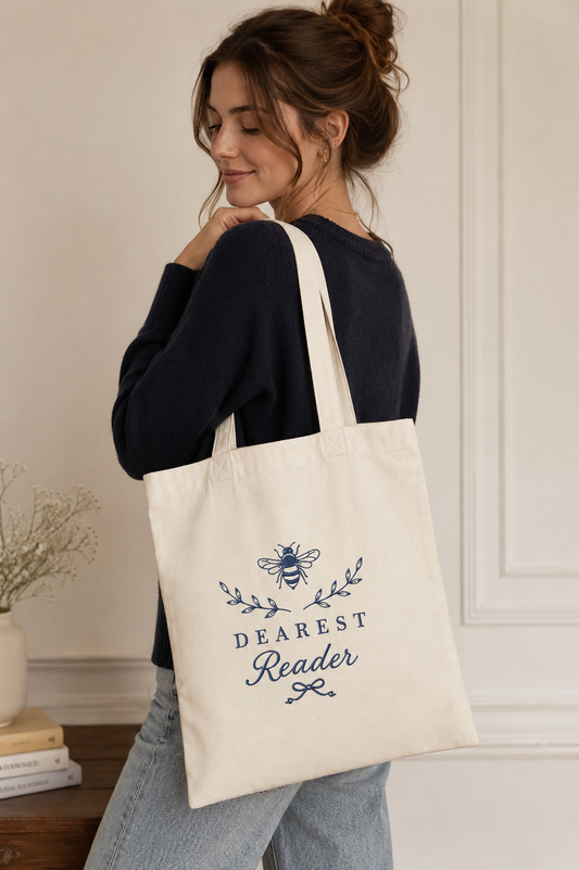 Tote bag brodé « Dearest Reader » – Sac lectrice & BookTok