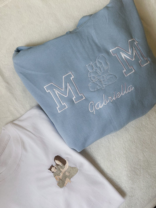 Sweatshirt brodé mom / dad photo