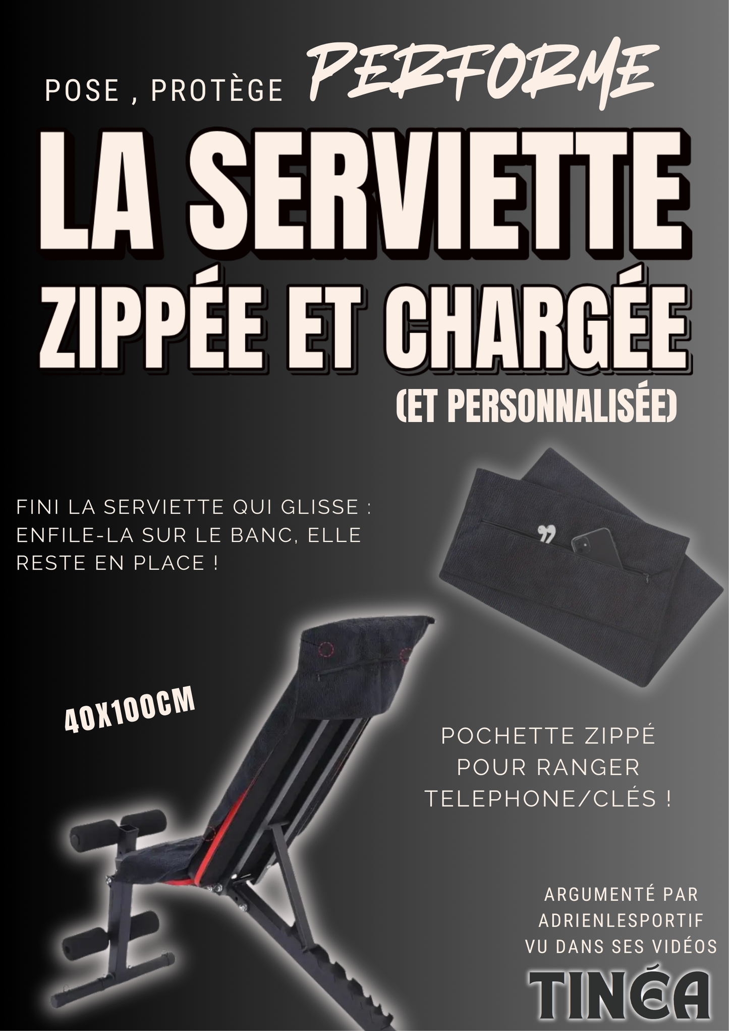 Serviette de sport microfibre 40 x 100 cm – Zippée & Antiglisse