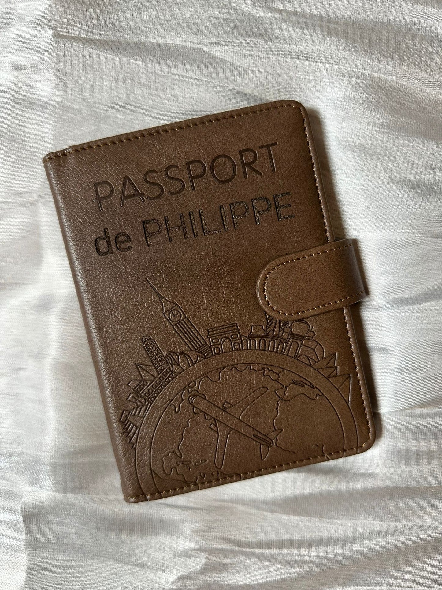 Pochette housse de passeport personnalisée gravée