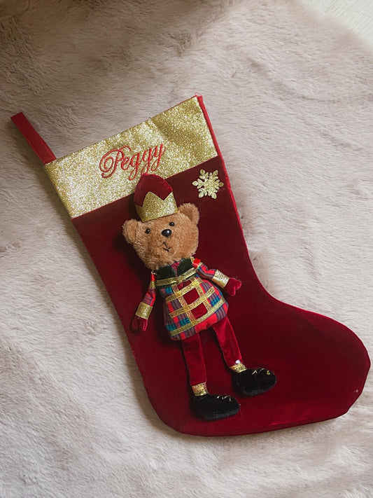 Chaussette de Noël ourson personnalisée