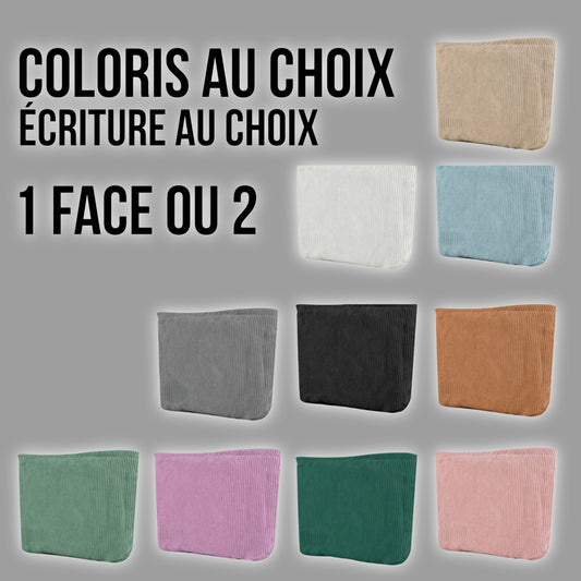 Trousse de toilette en velours côtelé - brodée