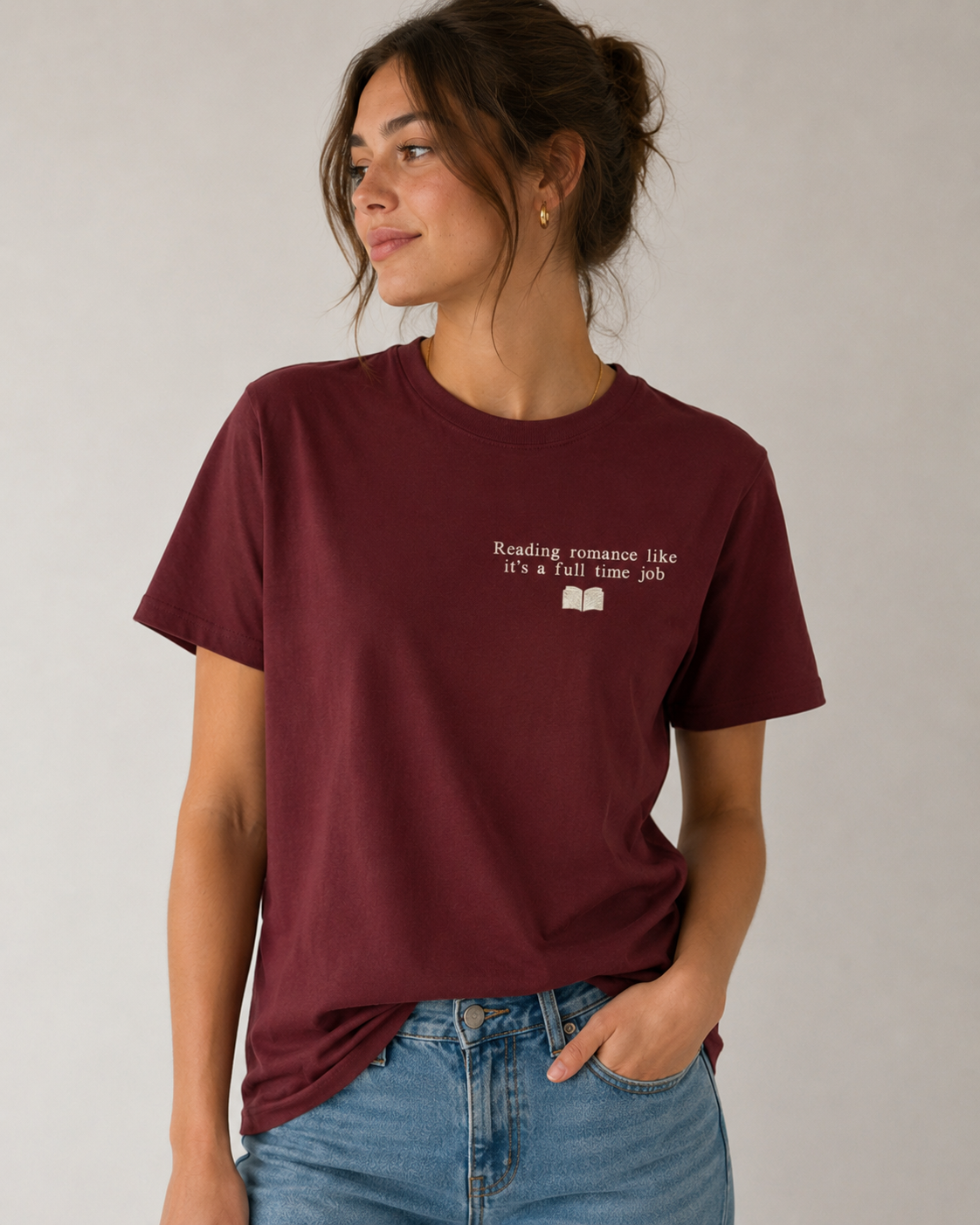 T-shirt /sweat brodé « Reading Romance Like It's a Full Time Job » – Cadeau lectrice BookTok