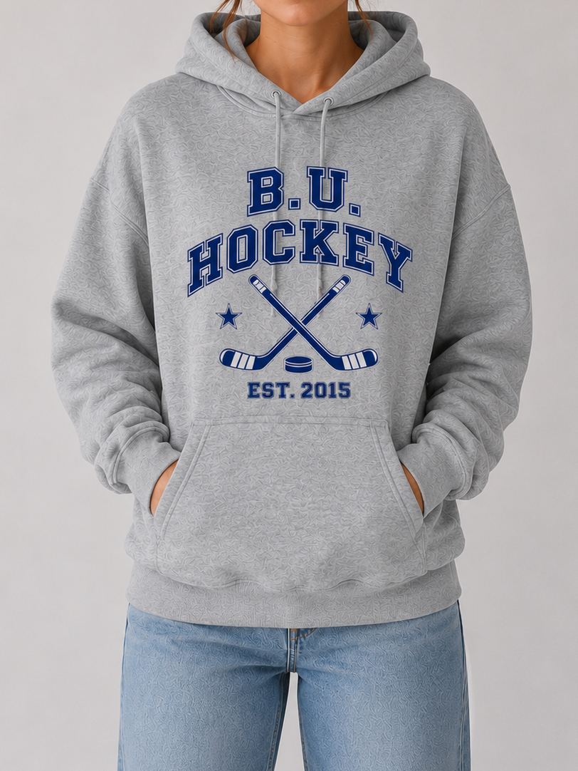 Sweat à capuche floqué « B.U. Hockey » – College hockey varsity