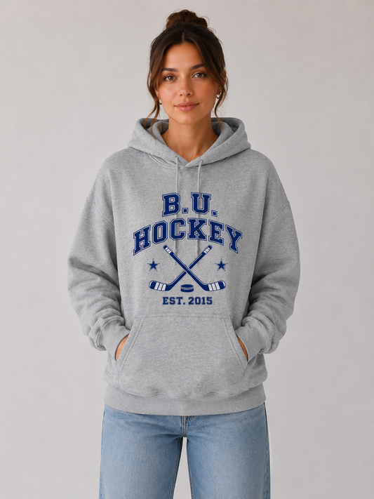Sweat à capuche floqué « B.U. Hockey » – College hockey varsity