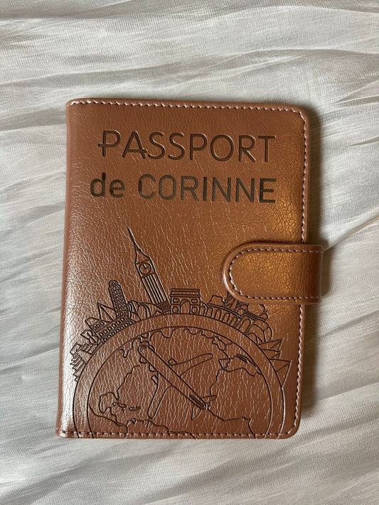Pochette housse de passeport personnalisée gravée