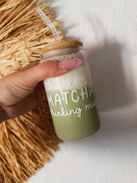 Mug gobelet en verre avec paille pour matcha et café