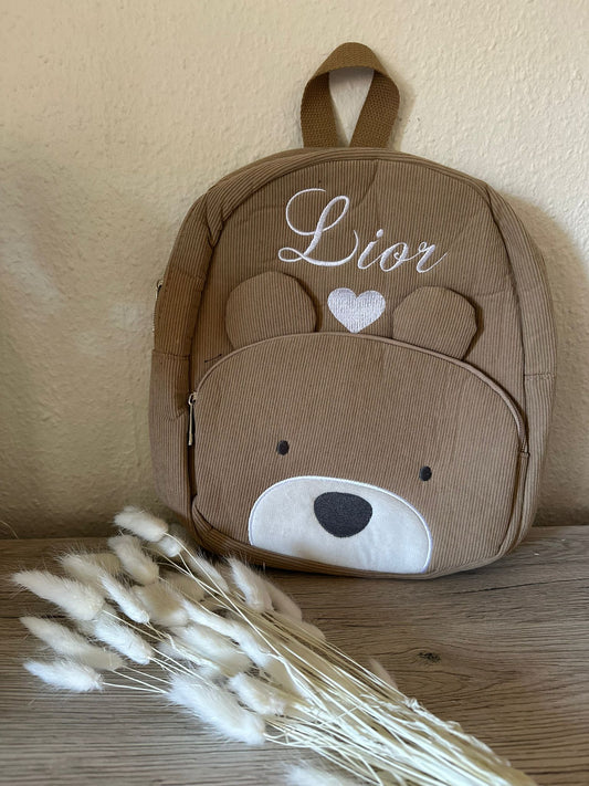 Sac à dos enfant ours brodé
