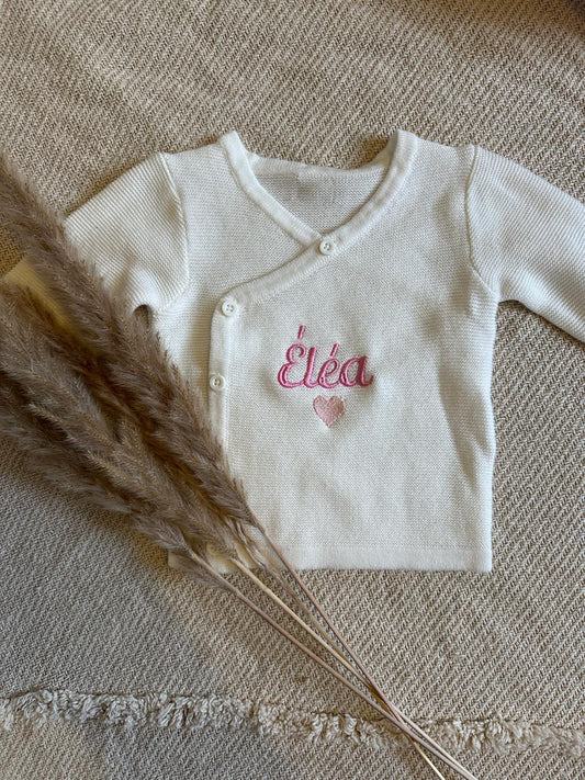 Gilet croisé en maille bébé