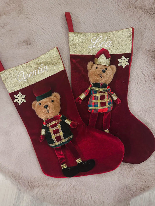 Chaussette de Noël ourson personnalisée