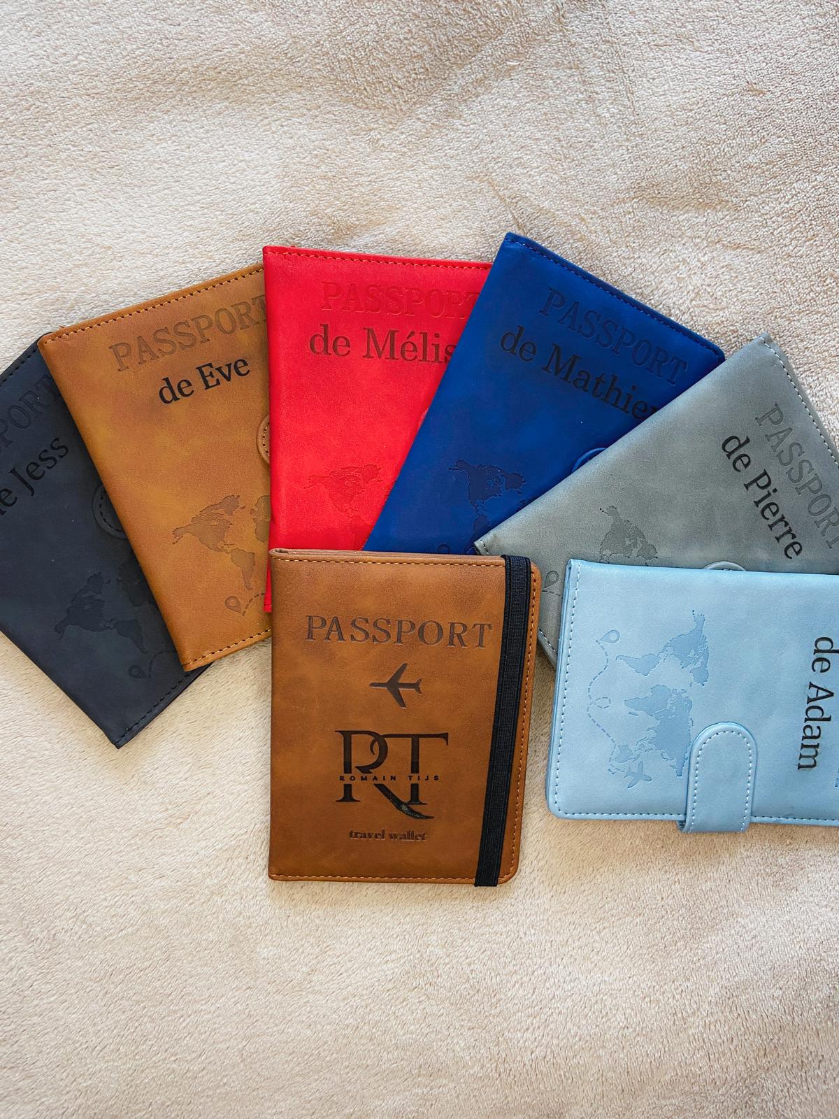 Pochette housse de passeport personnalisée gravée