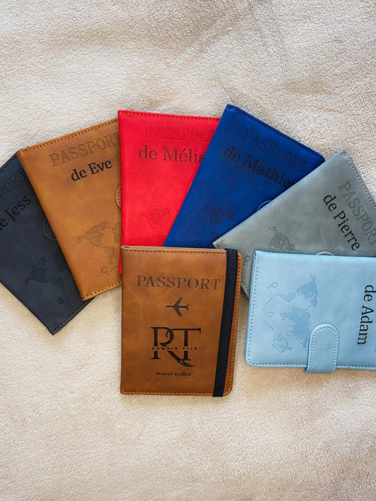 Pochette housse de passeport personnalisée gravée
