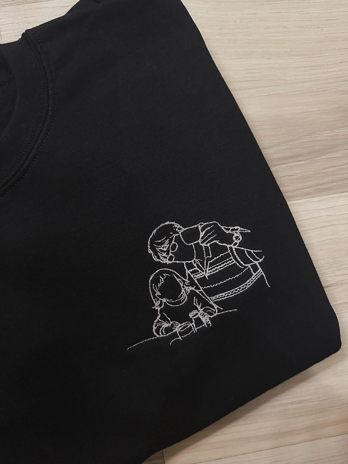 T-shirt / sweatshirt brodé photo couple et famille line art