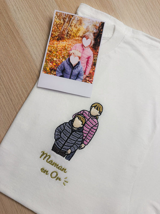 T-shirt / sweatshirt brodé photo couple et famille