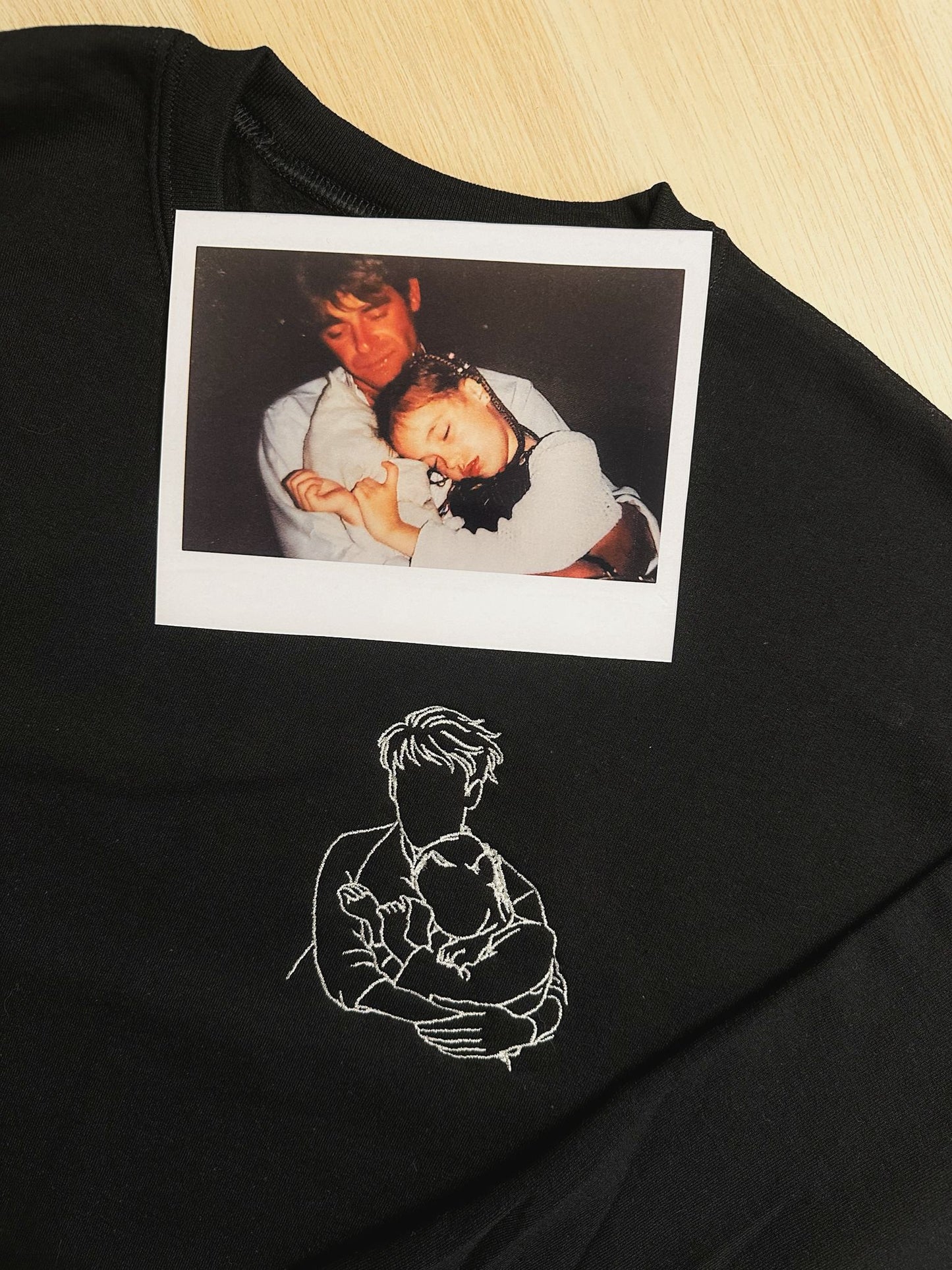 T-shirt / sweatshirt brodé photo couple et famille line art